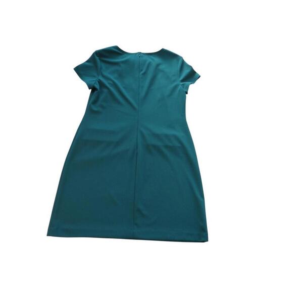 Elegant Teal Shift Dress with Decorated Neckline - Picture 5 of 7